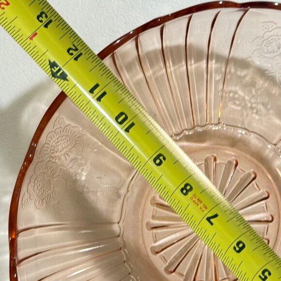 Mayfair Open Rose Pink Depression Glass Serving Bowl Floral Etched Pattern Vinta - Picture 8 of 9